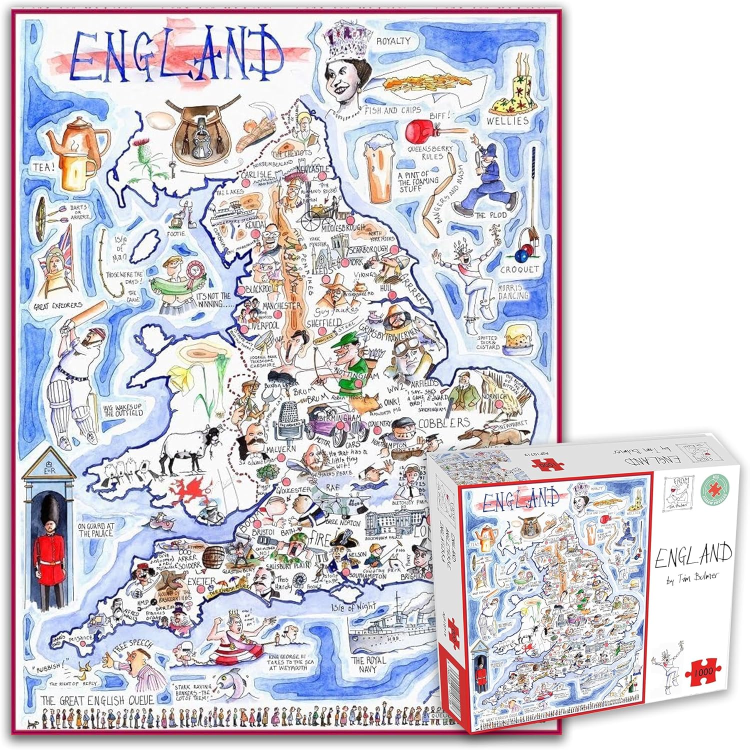 Map of England - Tim Bulmer 1000 Piece Jigsaw Puzzle