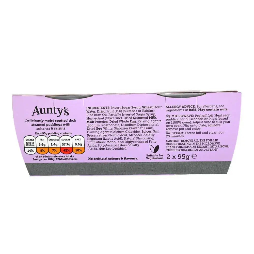 Auntys Spotted Dick Steamed Pudding 2 X 95g