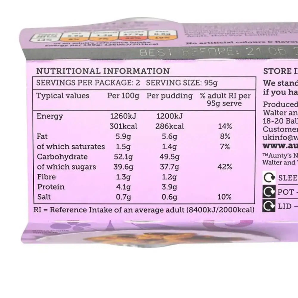 Auntys Spotted Dick Steamed Pudding 2 X 95g