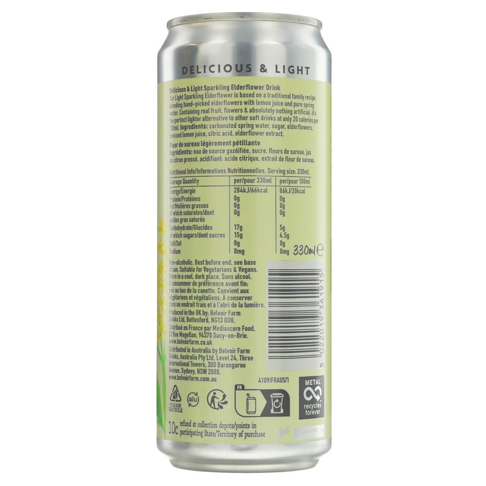 Belvoir Farm Sparkling Elderflower Cans 330ml