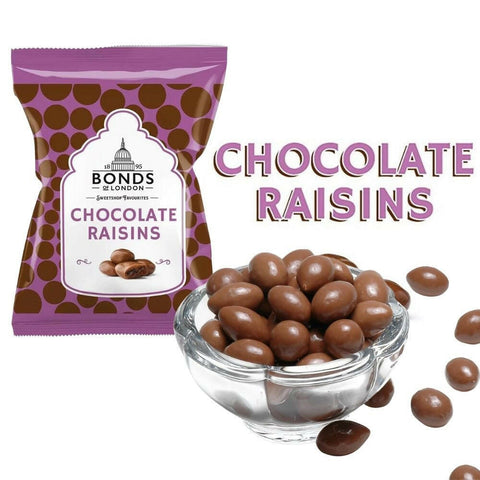 Bonds of London Chocolate Raisins Bags 75g - British Food Supplies