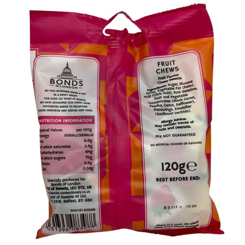 Bonds of London Fruit Chews Sweets Bags 120g - British Food Supplies