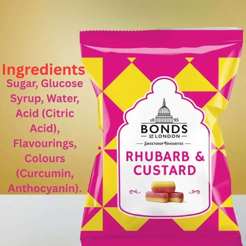 Bonds of London Rhubarb & Custard Sweets Bags 130g