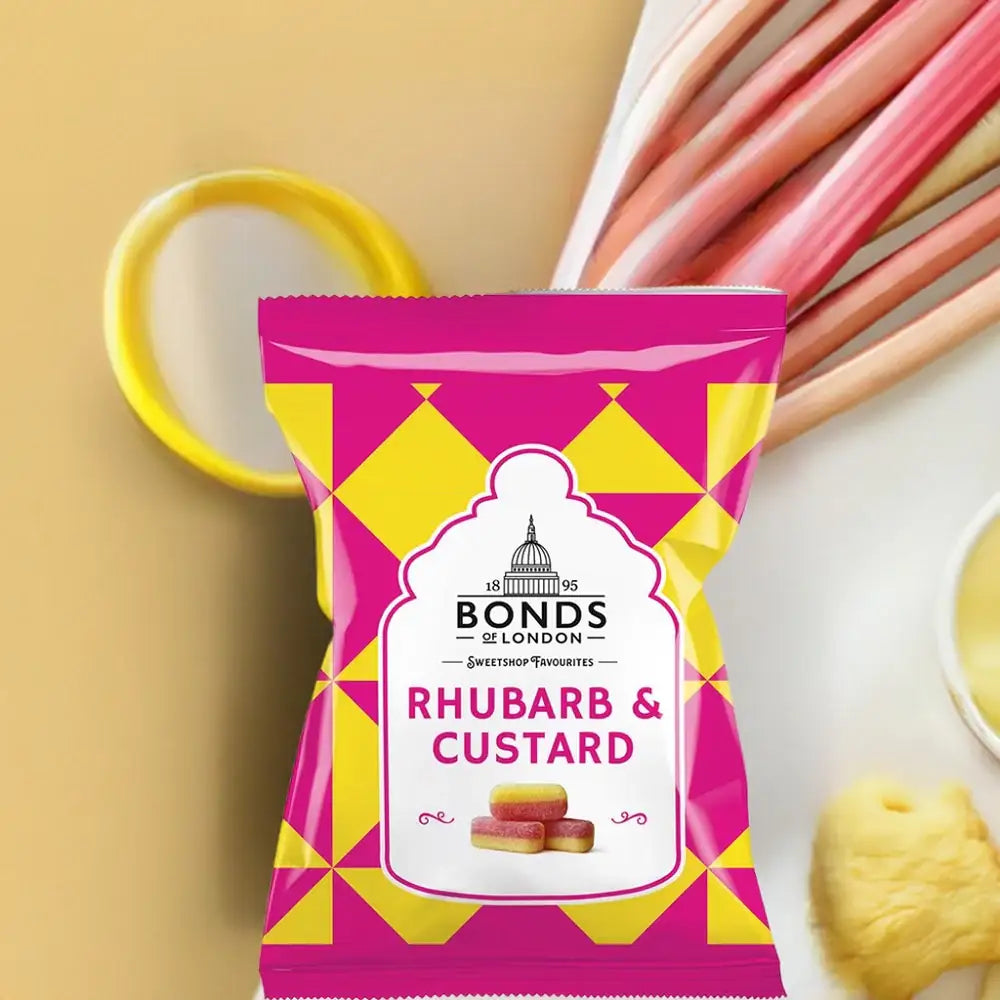 Bonds of London Rhubarb & Custard Sweets Bags 130g