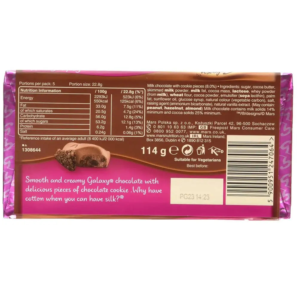 Galaxy Cookie Crumble Milk Chocolate Block Bar 114g