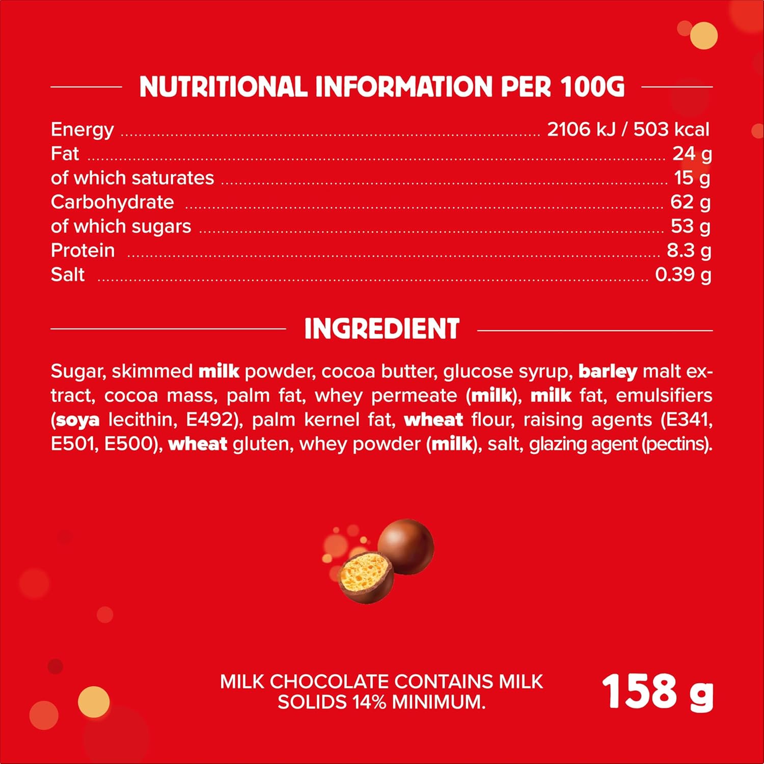 M'ltesers Milk Chocolate & Honeycomb More to Share Pouch Bag 158g