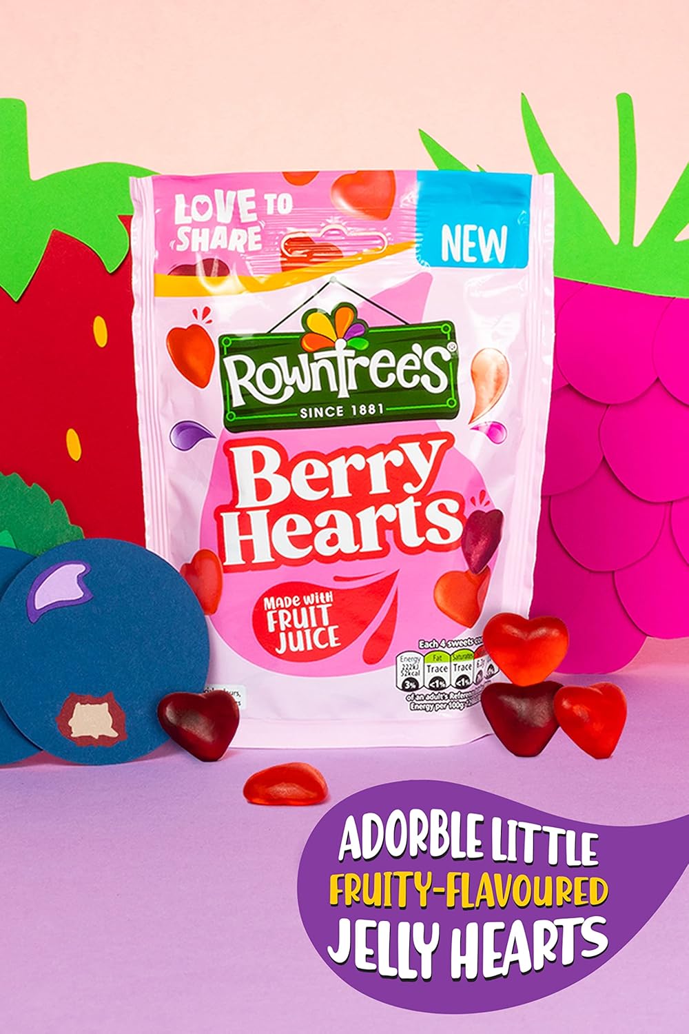 Rowntree’s Berry Hearts Sweets Sharing Bag 115g