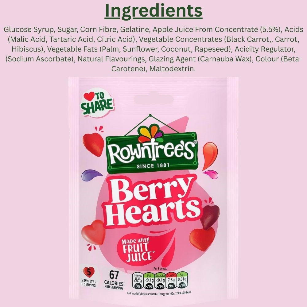 Rowntree’s Berry Hearts Sweets Sharing Bag 115g