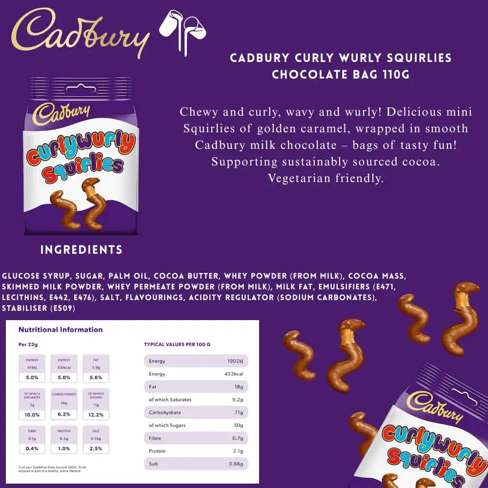 C'bury Curly Wurly Squirlies Chocolate Bag 110g
