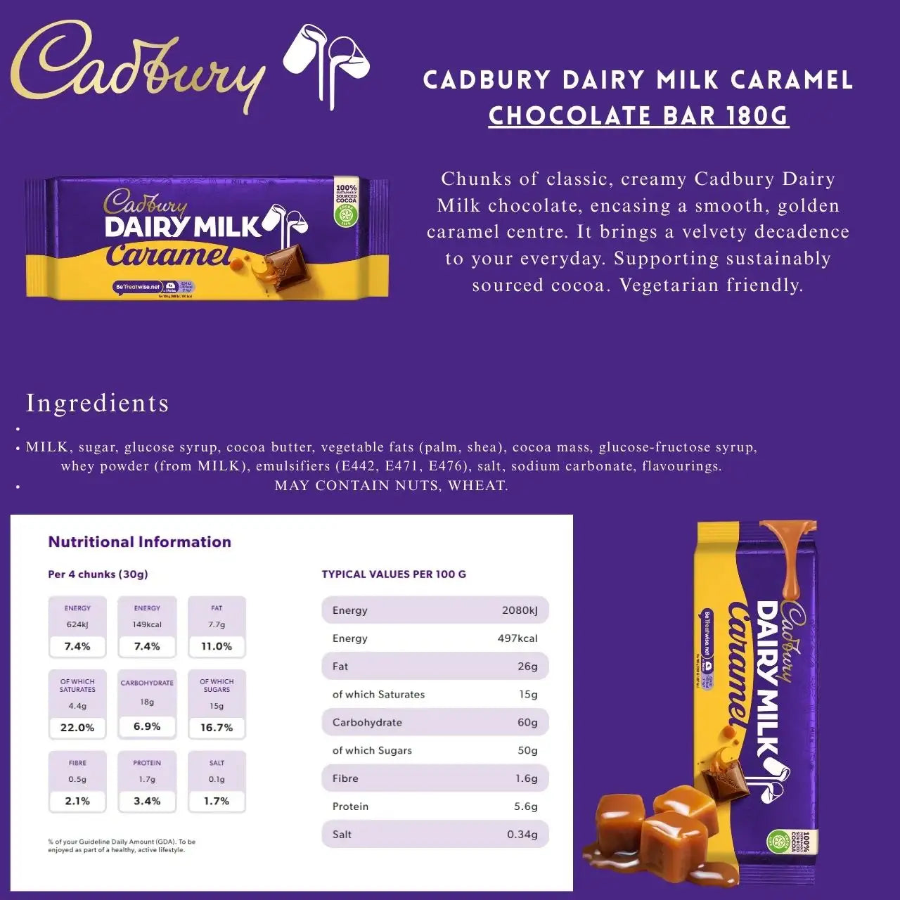 C'bury Dairy Milk Caramel Chocolate 180g
