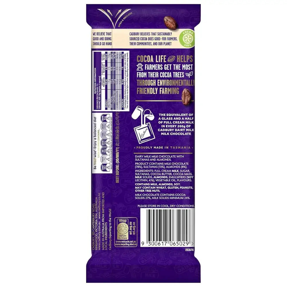C'bury Dairy Milk Fruit & Nut Chocolate 180G