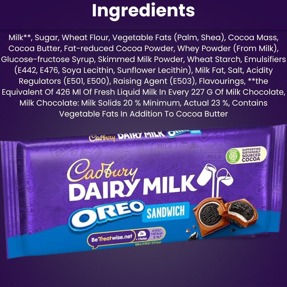 C'bury Dairy Milk Oreo Sandwich 92g