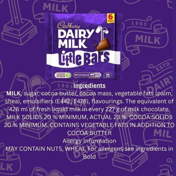 C'bury Dairy Milk Little Bars 6pk 108g