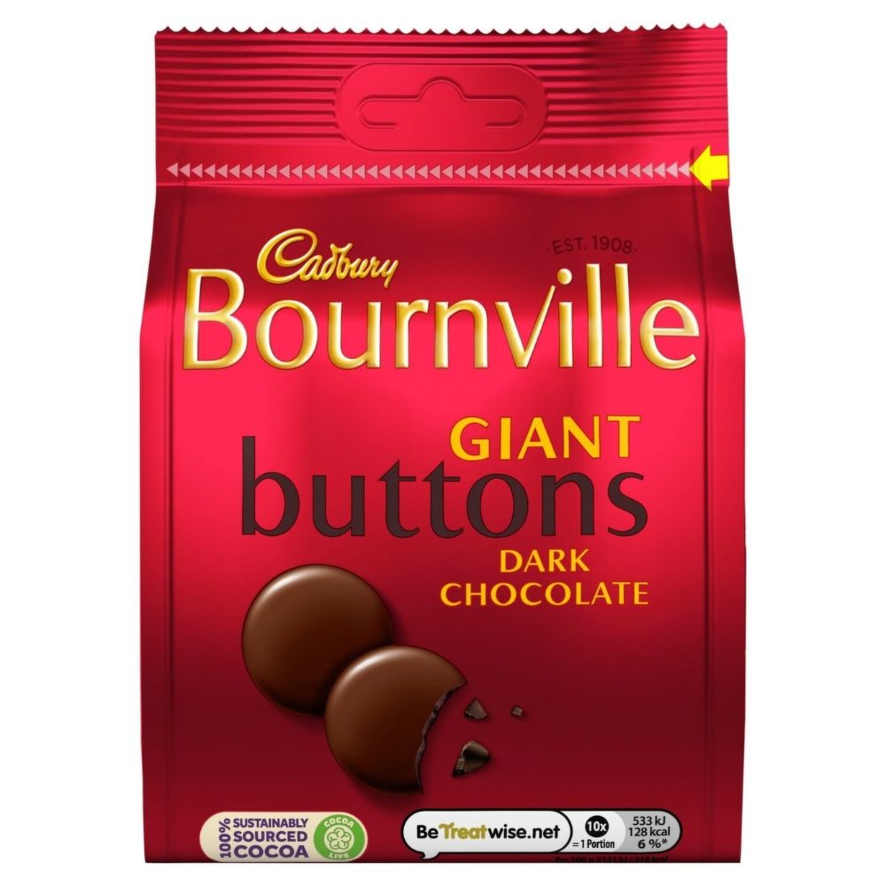 C'bury Bournville Giant Buttons Dark Chocolate 100g