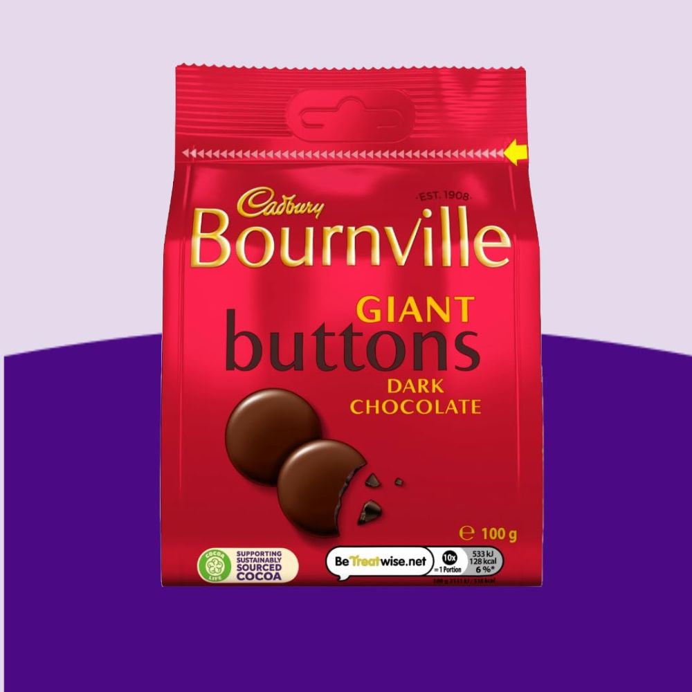 C'bury Bournville Giant Buttons Dark Chocolate 100g