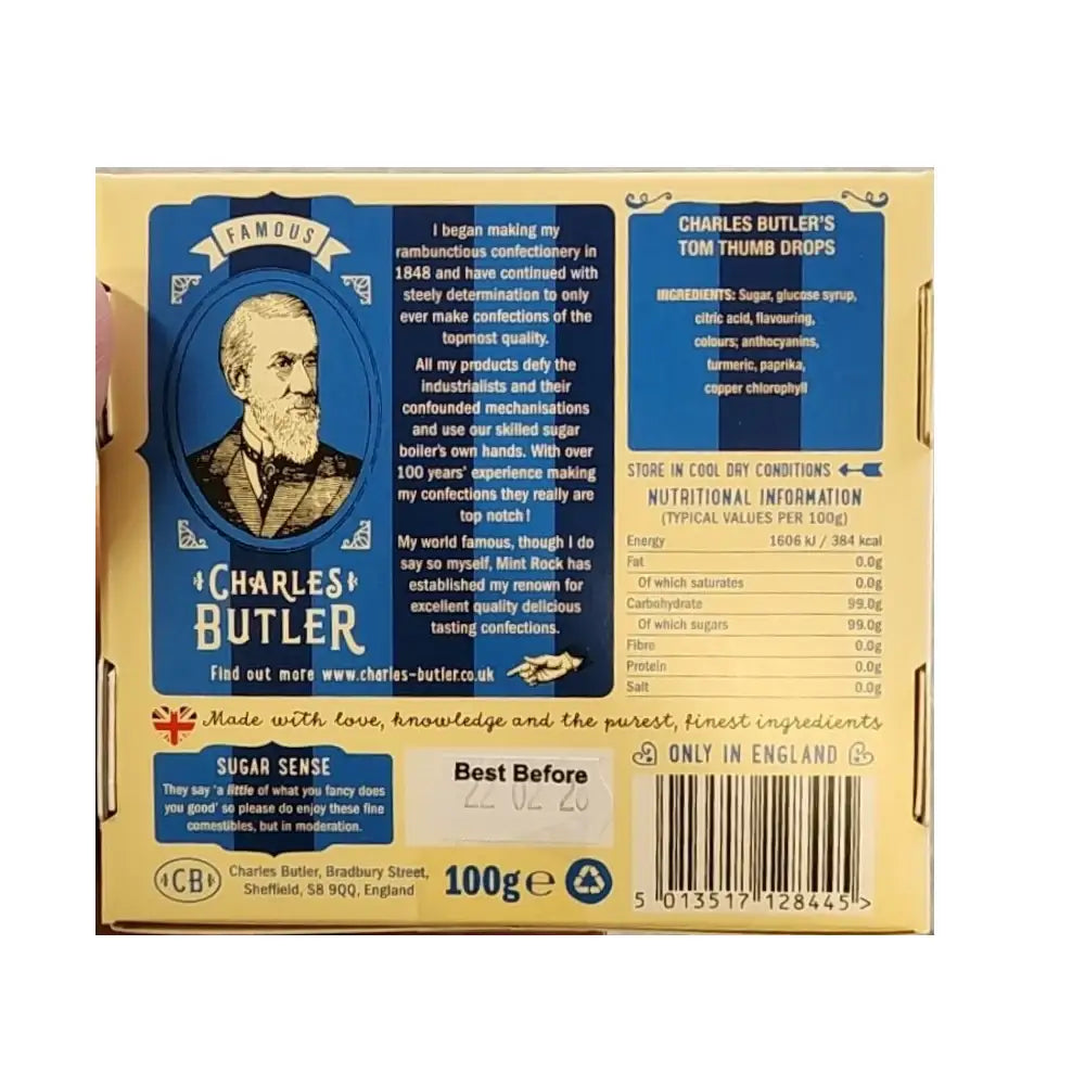 Charles Butler Tom Thumb Drops Sweets 100g