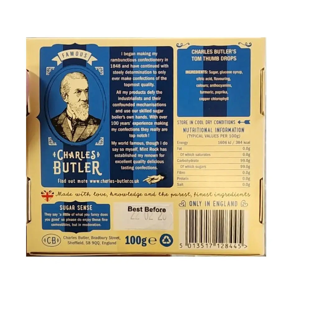 Charles Butler Tom Thumb Drops Sweets 100g