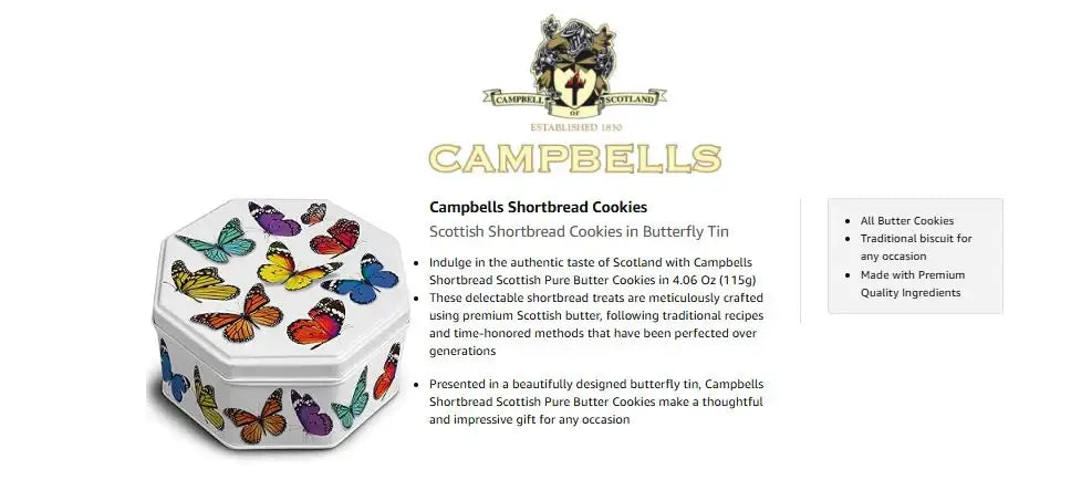 Campbells Butterfly Tin Petticoat Tails 115g