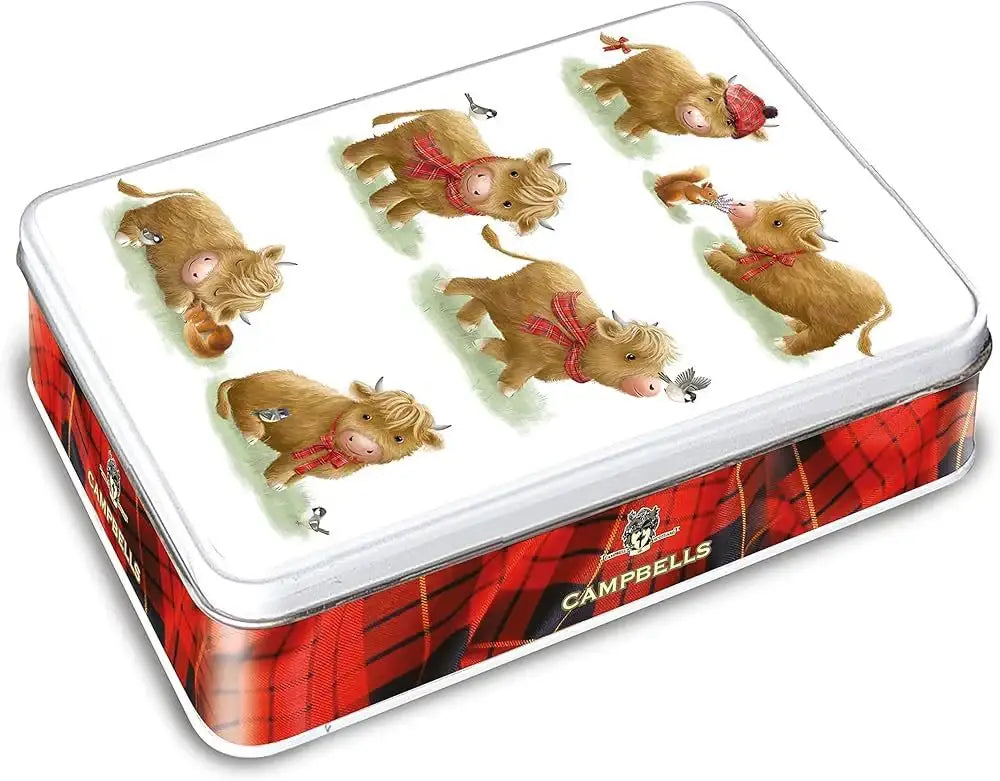 Campbells Shortbread Cute Highland Cow Tin Assorted Shapes 150g