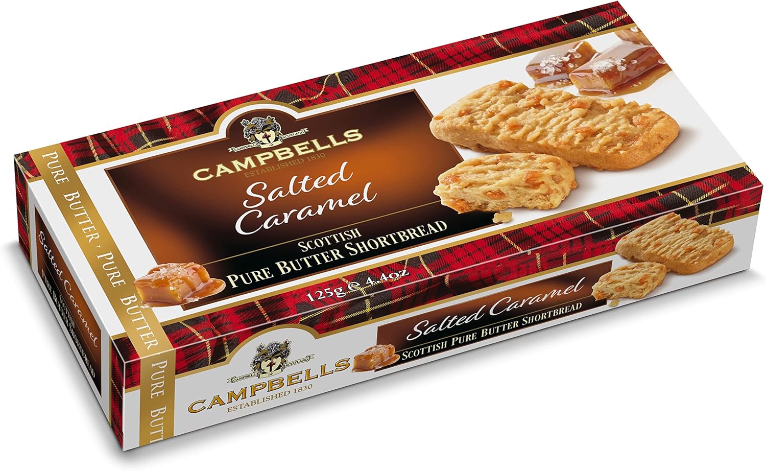 Campbells shortbread biscuits with salted caramel flavour, 125g.