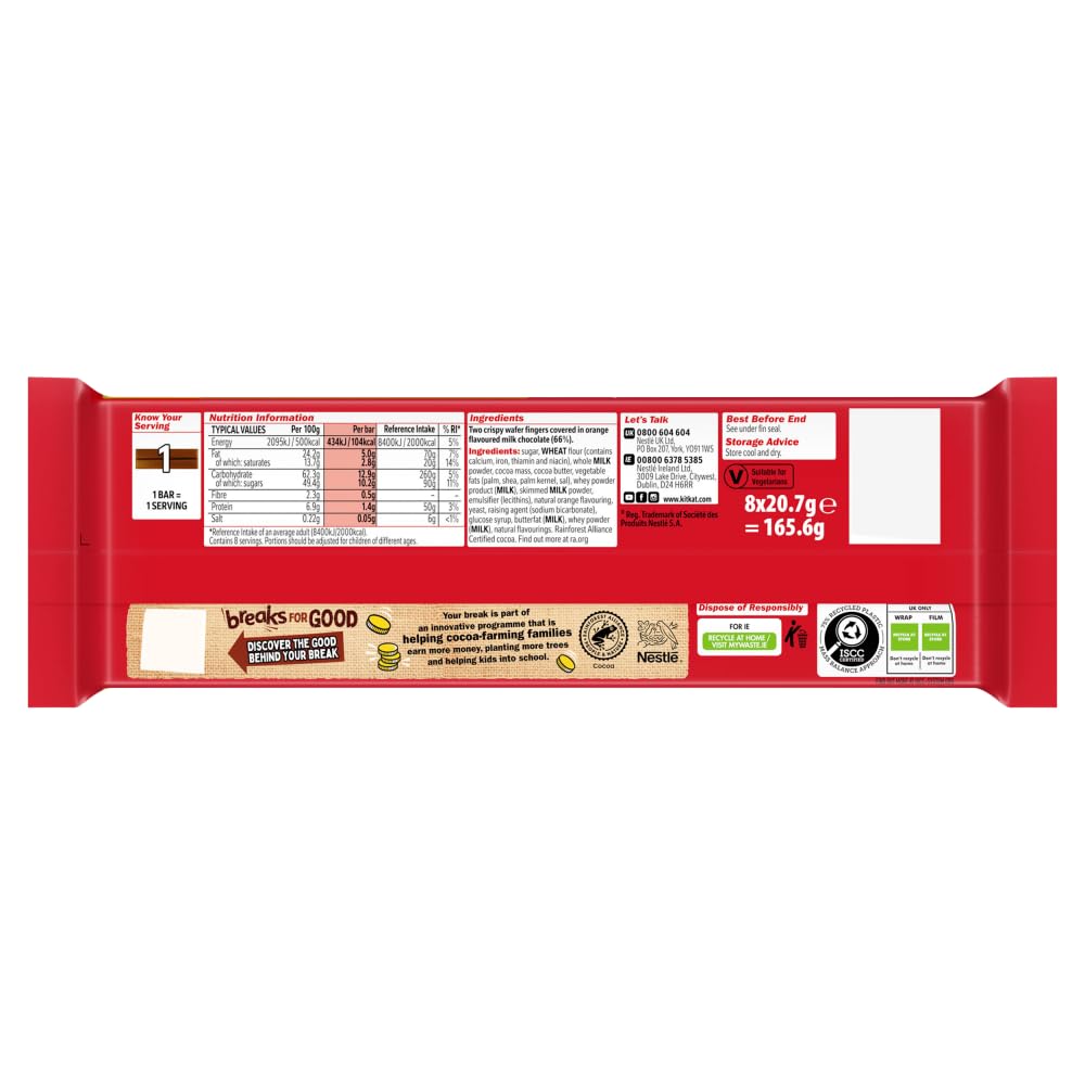 K't Kat 2 Finger Orange Chocolate 8pk (8x20.7g) 165.6g