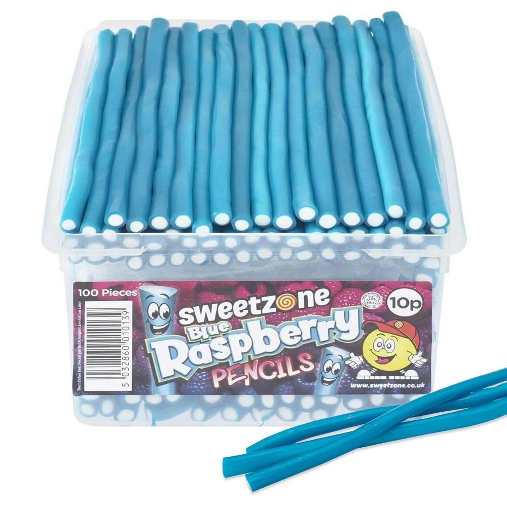 Sweetzone Blue Raspberry Pencils Tubs 100 Pieces