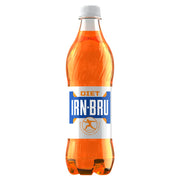 Bottle of Irn-Bru Diet carbonated soft drink, 500ml.