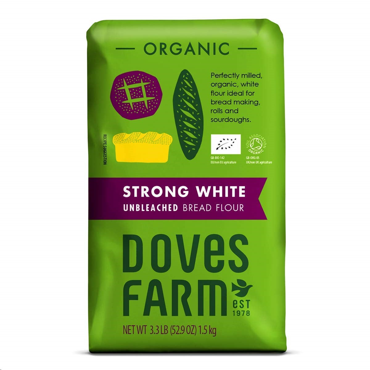 Doves Farm Organic Strong White Bread Flour 1.5kg product image