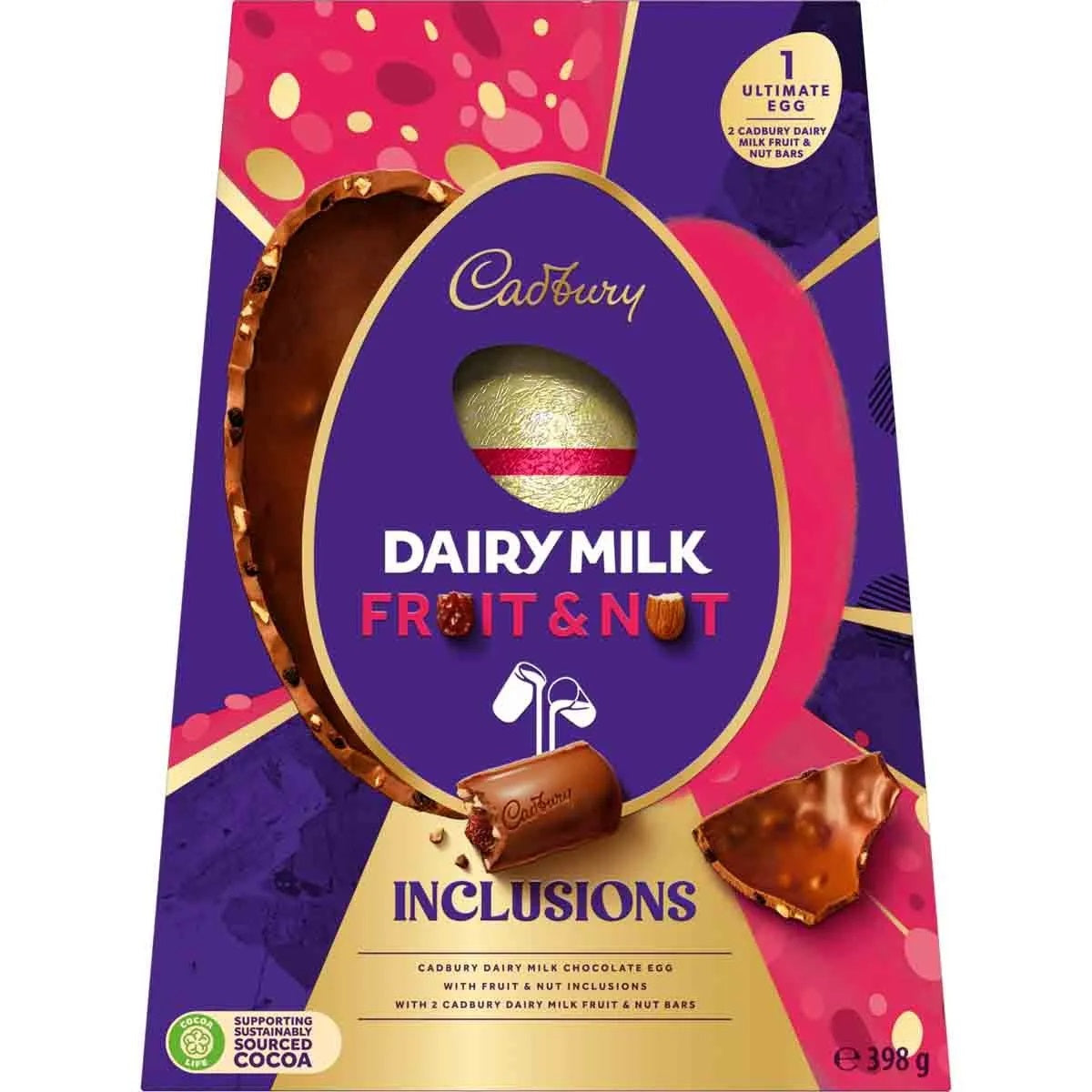 Cadbury Dairy Milk Fruit & Nut Inclusions Ultimate Egg 398g