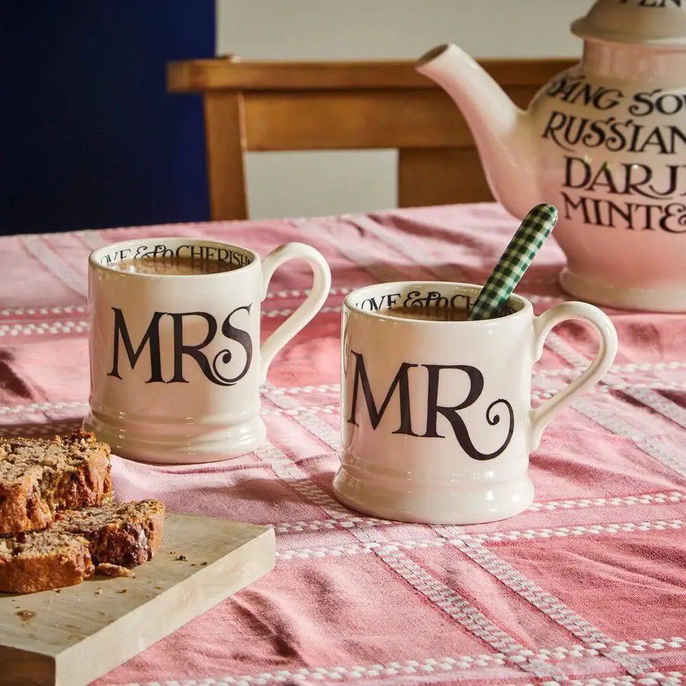 Emma Bridgewater Black Toast 'Mr & Mrs' Set of 2 1/2 Pint Boxed Mugs