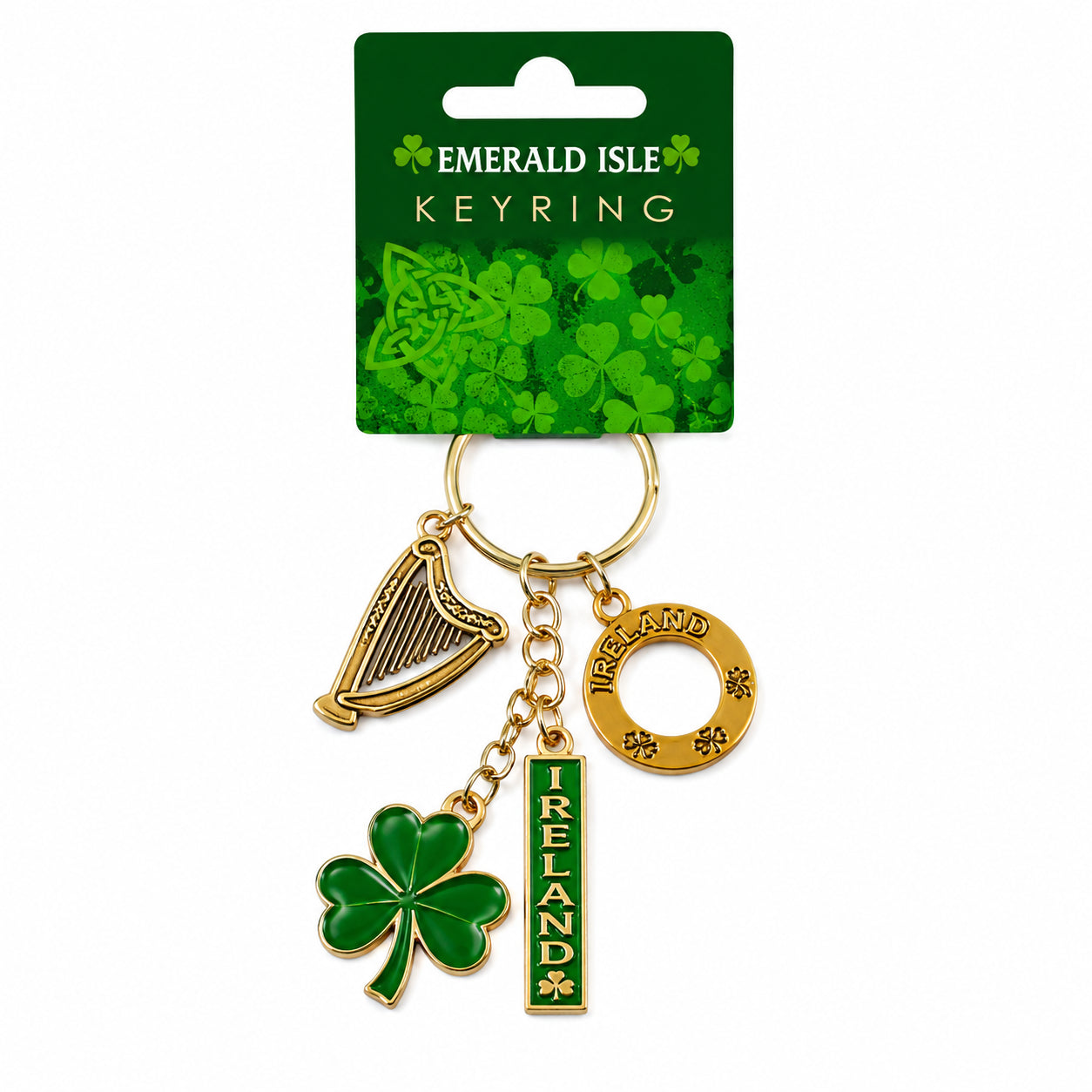 Elgate Ireland Harp Shamrock Horseshoe Charm Keyring British souvenir keyring product image