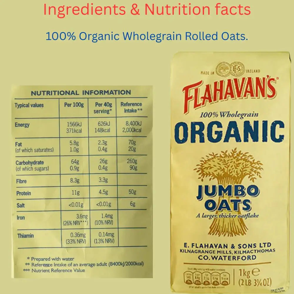 Flahavan's Organic Jumbo Oat Flakes 1kg