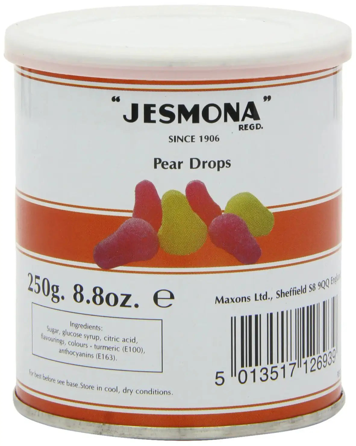 Jesmona Pear Drops Sweets Tin 250g