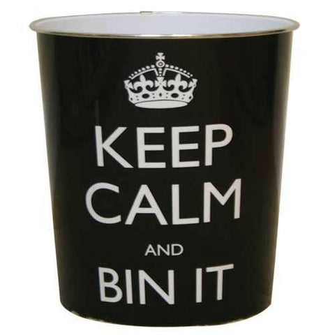 Jvl Keep Calm Waste Bin - Black - British Food Supplies