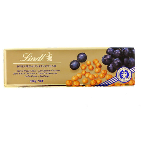 Lindt Gold Milk Hazelnut & Raisin Bar 300g - British Food Supplies