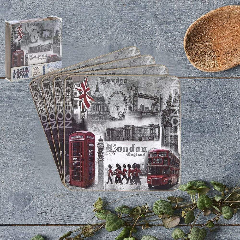 The Leonardo Collection London England Coaster Set of 4 White