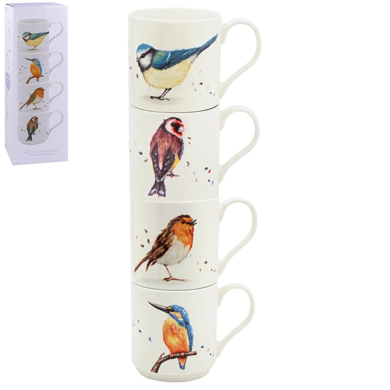 Lesser & Pavey British Birds Stacking Mugs S4