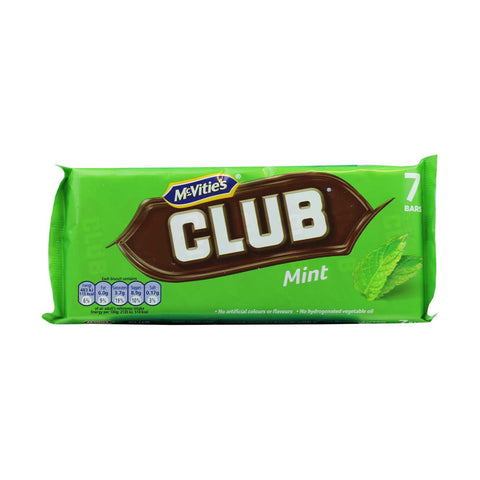 McVitie's Club Mint Chocolate Biscuit Bar 7pk 154g - British Food Supplies