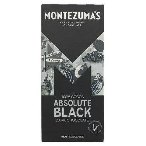 Montezuma’S Dark Chocolate Absolute Black 100% Cocoa 90g - British Food Supplies