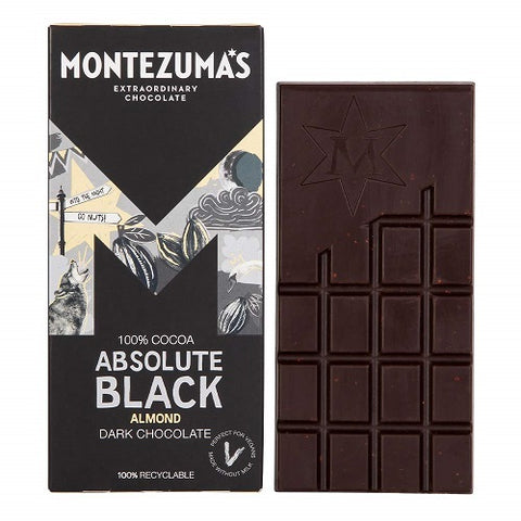 Montezuma's Absolute Black Dark Chocolate with Almonds 90g - British Food Supplies