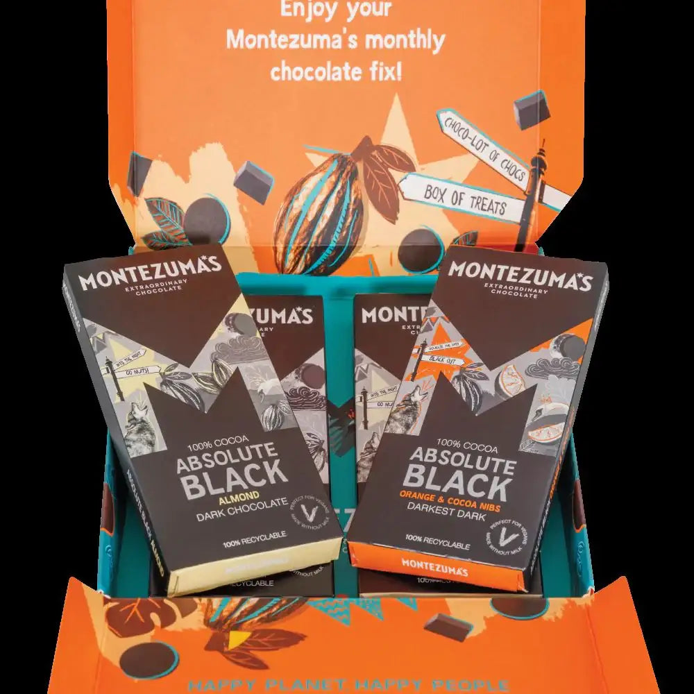 Montezuma's Absolute Black Dark Chocolate with Orange & Cocoa Nibs 90g Bar