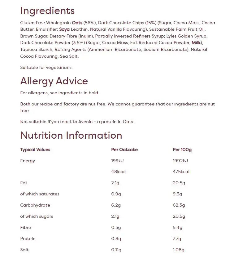 Nairn's Chocolate Gluten Free Chip Oat Biscuit Breaks 160g