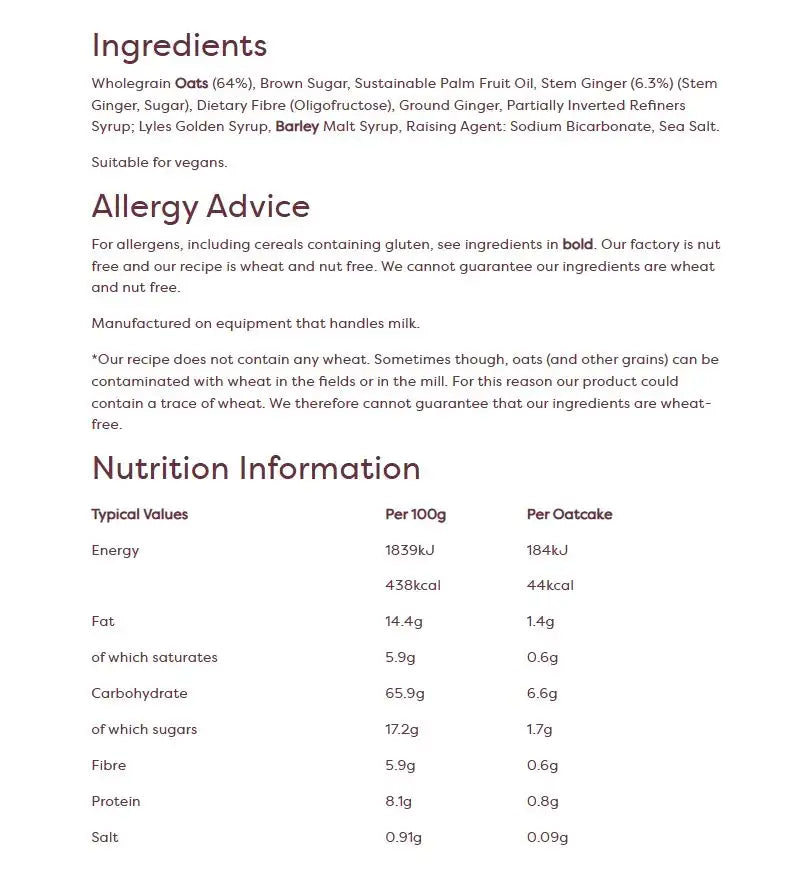 Nairns Stem Ginger Oat Cookies 200g