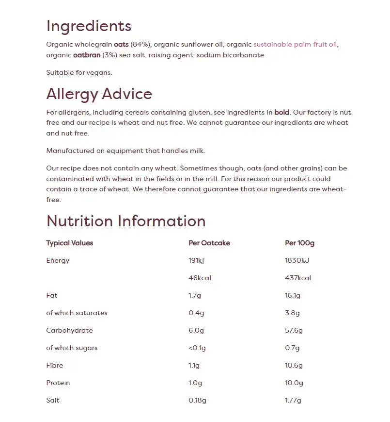 Nairns Organic Oat Cakes 250g