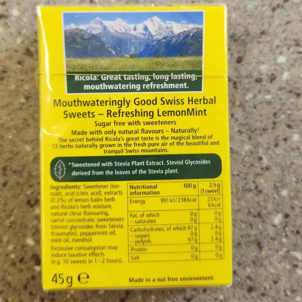 Ricola Sugar Free Lemon Mint with Vitamin C 45g