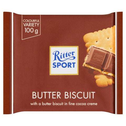 Ritter Sport Milk Chocolate with Butter Biscuit 100G/3.52Oz - British Food Supplies
