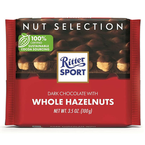 Ritter Sport Dark Chocolate with Whole Hazelnuts 3.5 Oz - British Food Supplies