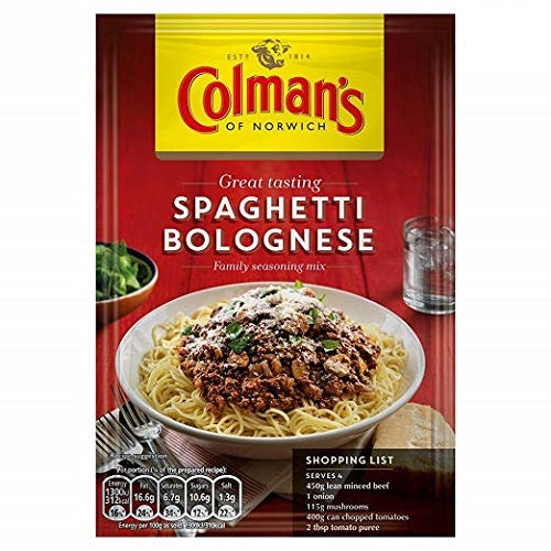 Colman's Midweek Meals Spaghetti Bolognese Recipe Mix 44g Seasoning Mix Sachet