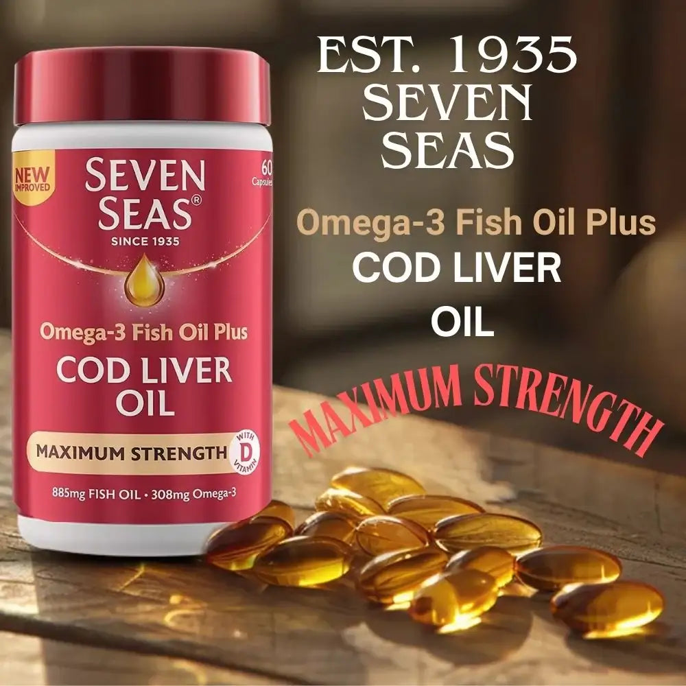 Seven Seas Cod Liver Omega-3 Fish Oil Plus Maximum Strength - 60 Capsules