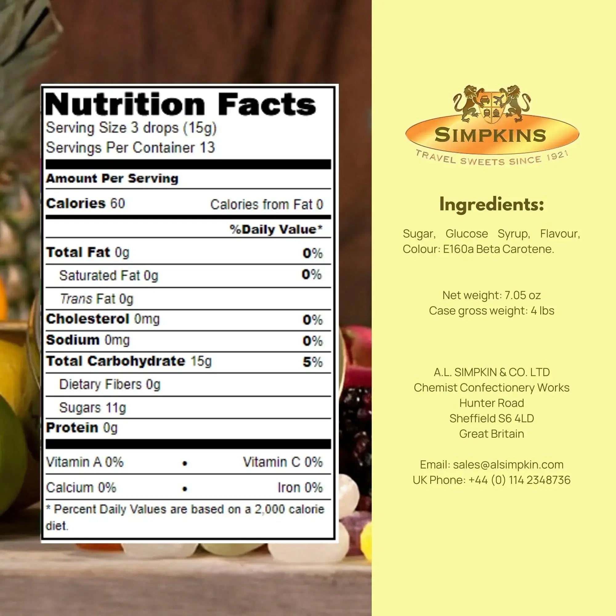 Simpkins Butterscotch Flavoured Travel Sweets 200g